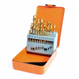 ESSENTIALS HSS TITANIUM COATED DRILL BIT SET- 19 PIECE
