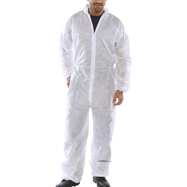 WHITE DISPOSABLE POLYPROP BOILERSUIT XL