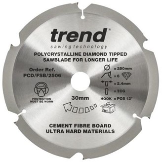 PCD 250MM x 6T x 1.6MM x 30MM SAW BLADES